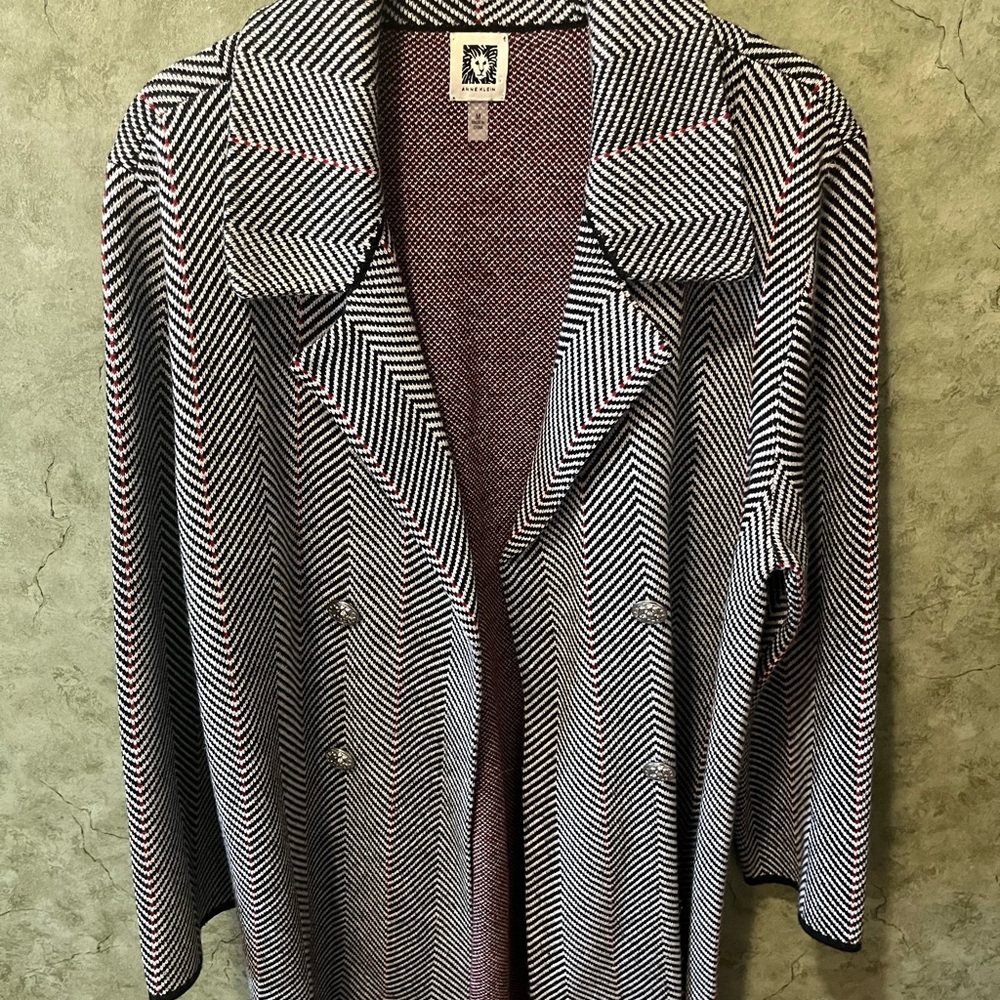 Anne Klein Knit Herringbone Blazer Jacket - size Medium